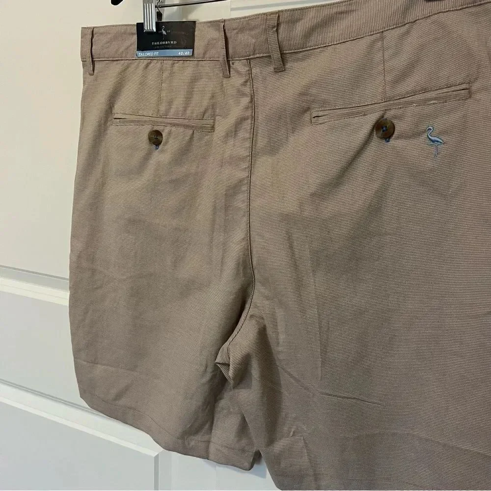 TailorByrd CONTRAST TRIM TEXTURED DOBBY SHORTS NEW khaki Size 38